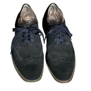 Calvin Klein mens sz US 11.5 blue suede shoes Greenwich oxfords lace up